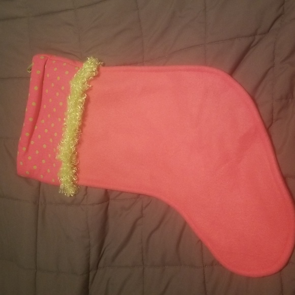 Seattle Seahawk Pink Fleece Handmade Christmas Stocking - Picture 5 of 5